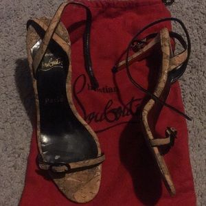 Authentic Christian  Louboutin cork buckle heels